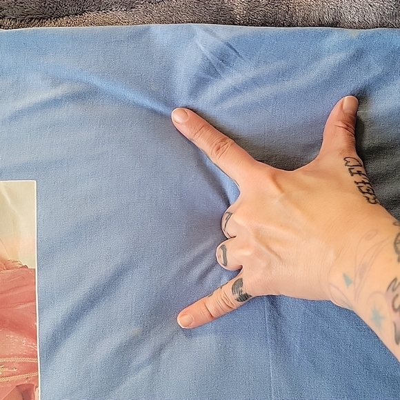 American Vintage Screen Stars Rene & Angela pastel blue band tee shirt | MENS L - Picture 5 of 9